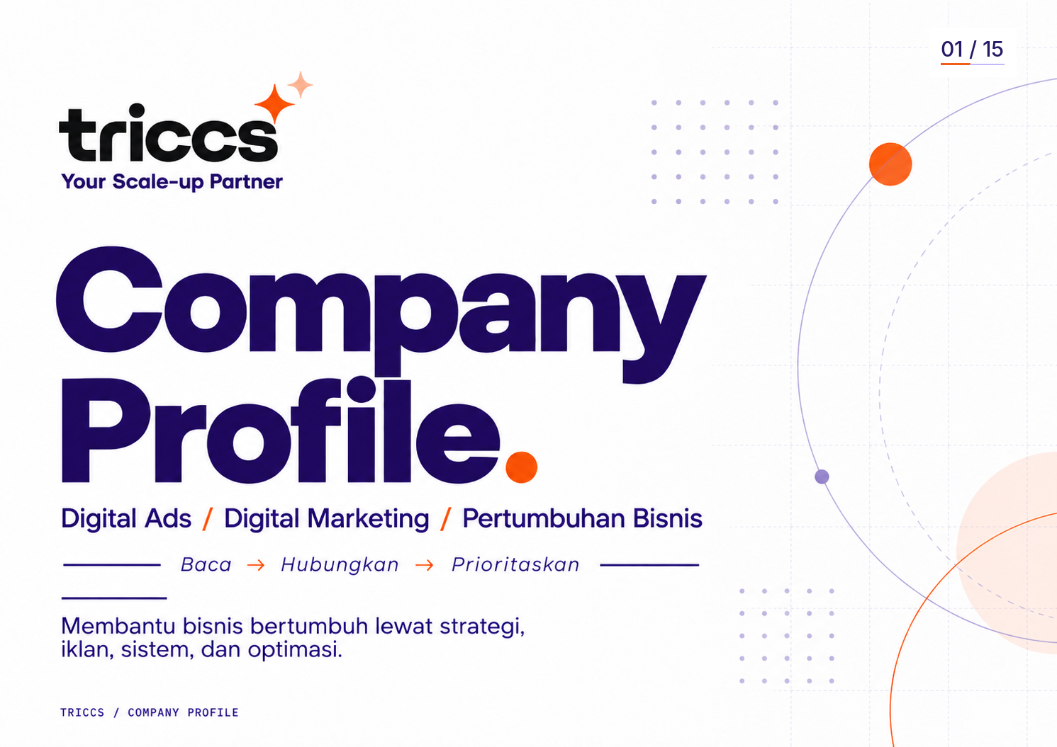 Company Profile — slide 01 dari company profile TRICCS