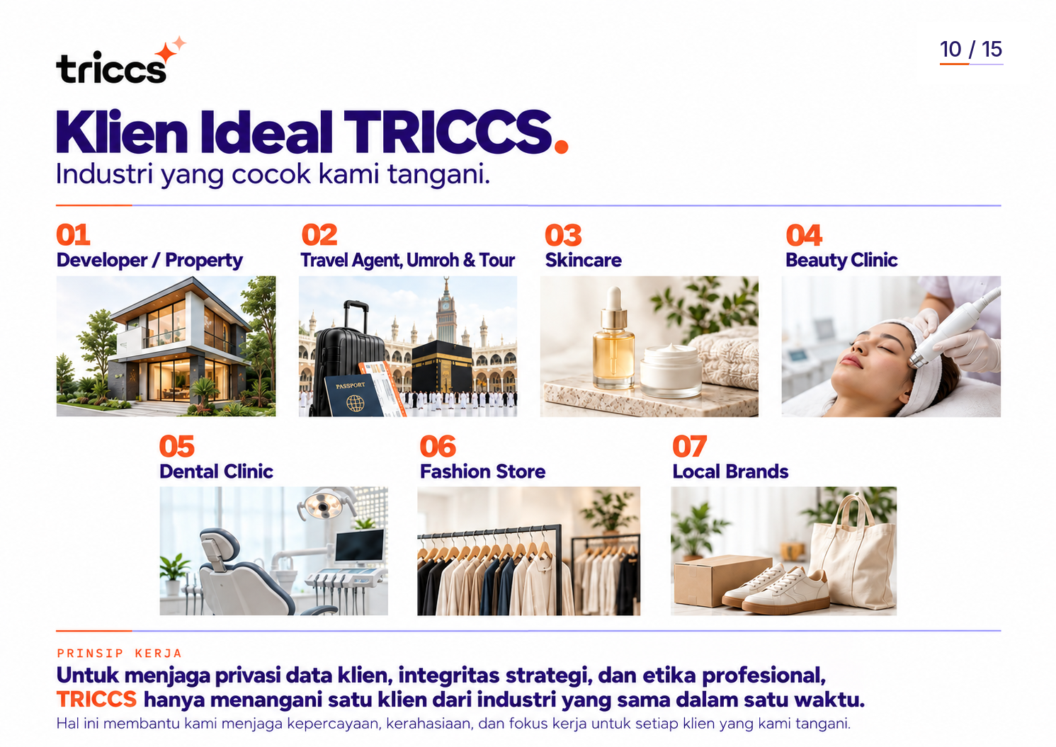 Klien Ideal TRICCS — slide 10 dari company profile TRICCS